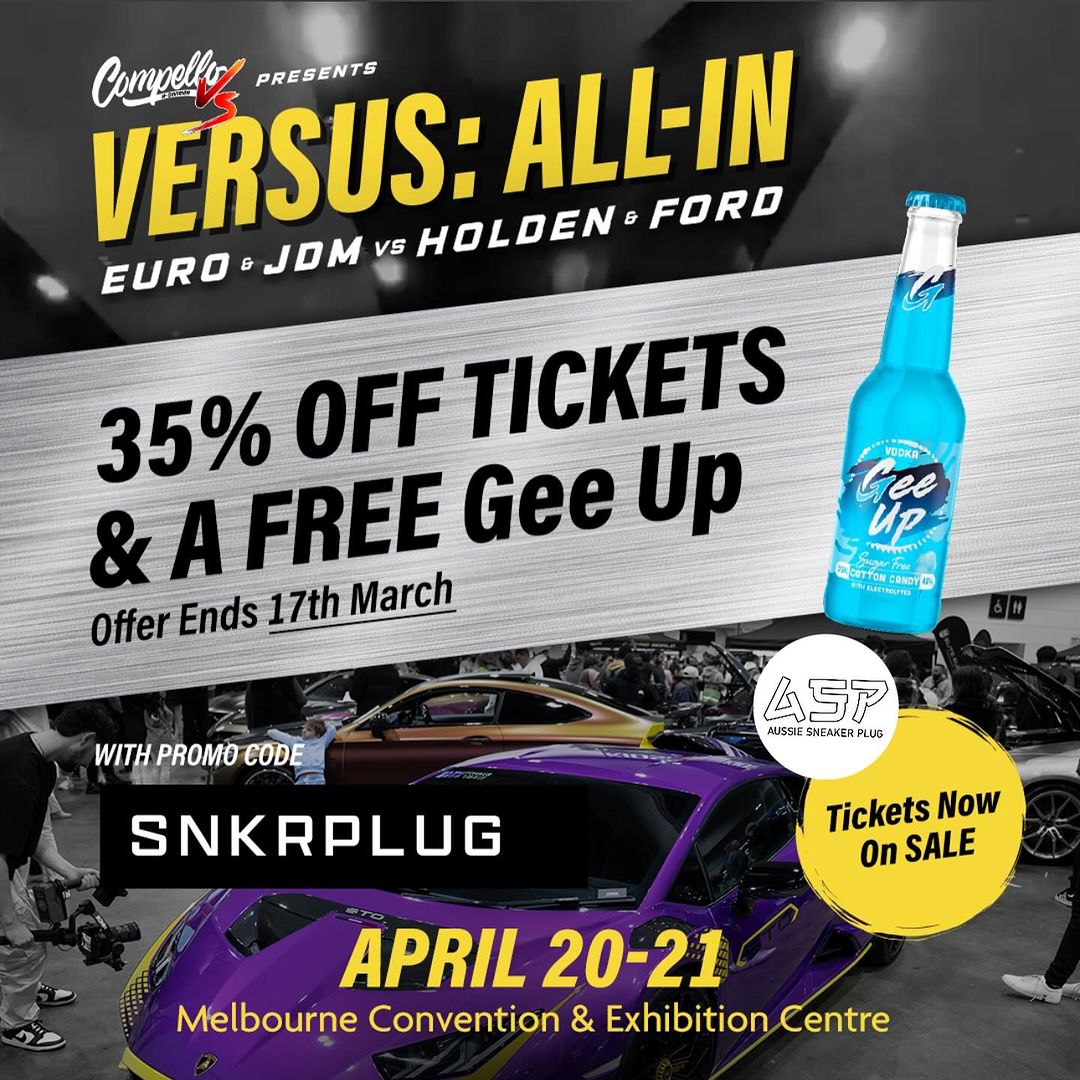 Aussie Sneaker Plug is now an official vendor at Compello Versus “All In” JDM & Euro Vs Ford & Holden!