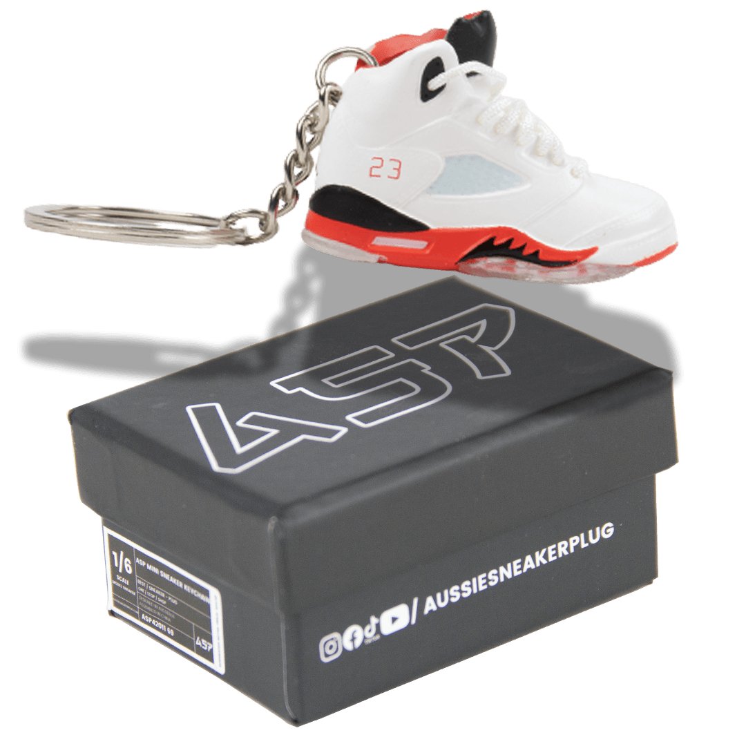 AJ5 White Red Mini Sneaker Keychain - Aussie Sneaker Plug