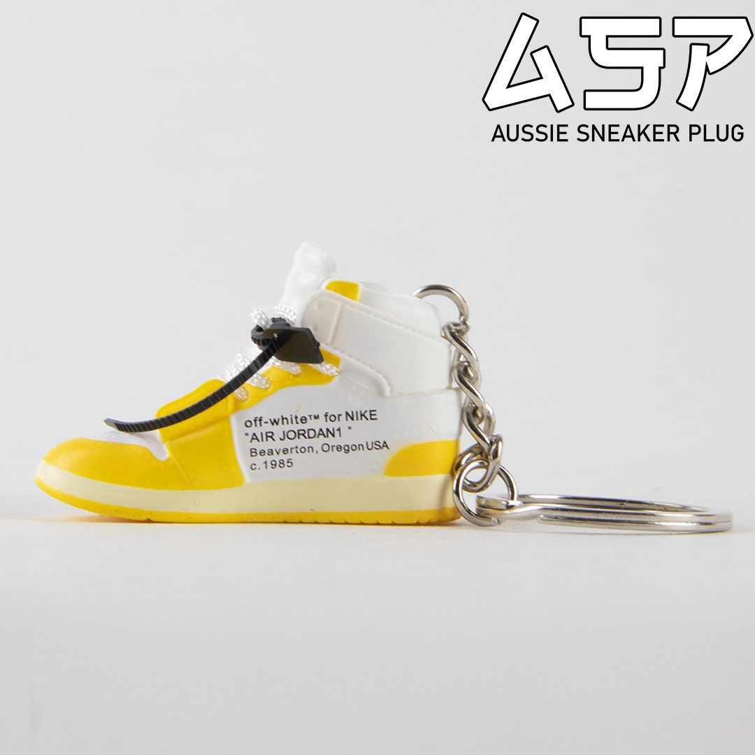 OW AJ1 Canary Yellow Mini Sneaker Keychain - Aussie Sneaker Plug